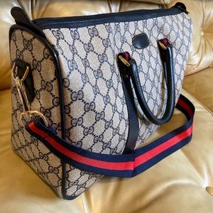 Large Authentic Gucci Travel Bag Duffel GG Sherry Supreme Web Vintage